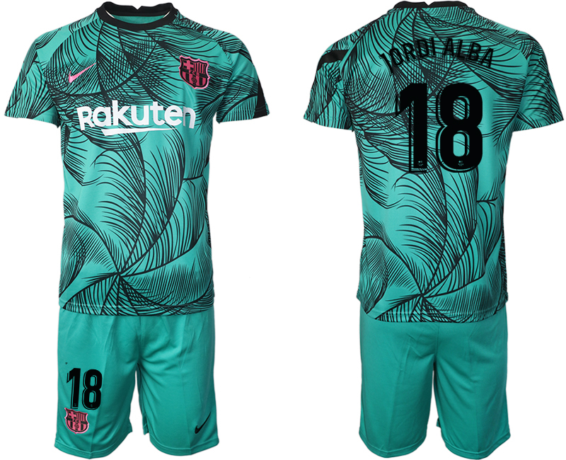 Men 2021 Barcelonagreen training suit #18 soccer jerseys->barcelona jersey->Soccer Club Jersey